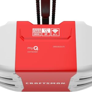CRAFTSMAN - Abridor inteligente de puerta de cochera de 1/2 HP - myQ controlado por teléfono inteligente, transmisión por cadena, teclado inalámbrico incluido, modelo CMXEOCG472, rojo
