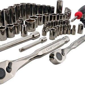 CRAFTSMAN - Juego de herramientas mecánicas de 1/4 pulgadas y 3/8 pulgadas, SAE/métrico, 105 piezas (CMMT45304)
