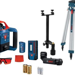 BOSCH GRL900-20HVK REVOLVE Kit láser rotativo horizontal/vertical autonivelante, incluye trípode, varilla de grado, receptor, baterías 2 D, estuche de transporte y accesorios