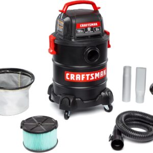 CRAFTSMAN CMXEVBE17050 Aspiradora de Ceniza y asado de 5 galones 7.8 amperios, portátil, Solo en seco, para Comprar aspiradora con Filtro de Tambor, Filtro de Cartucho, Manguera y Accesorios para