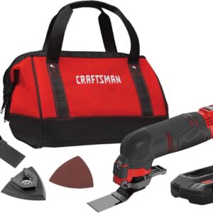 CRAFTSMAN V20 - Kit de herramientas oscilantes, kit de 16 piezas con cuchillas, papel de arena, batería y cargador incluidos (CMCE500D1)
