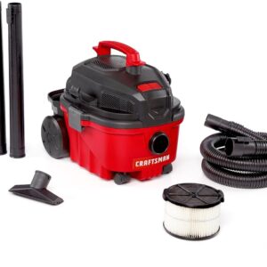 Craftsman CMXEVBE17040 - Vacador seco húmedo de 4 galones y 5.0 Picos, para aspiradora portátil en húmedo y seco con Filtro, Manguera y Accesorios para Limpieza doméstica y automotriz