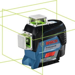 BOSCH GLL3-330CG 200 pies, 12 V máx. conectado 360 grados, láser de haz verde, incluye batería de iones de litio de 2.0 Ah 12 V máx. y cargador, adaptador de batería alcalina AA1, funda de transporte