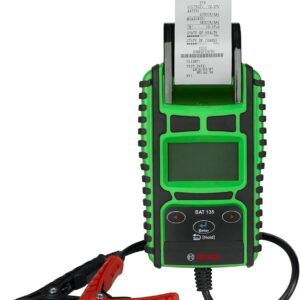 BOSCH 1699200244 Bat 135 Probador de batería y sistema de carga con impresora integrada, abrazaderas desmontables y estuche de almacenamiento para baterías de 6 V y 12 V y sistemas de carga de 12 V y 24 V
