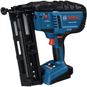 BOSCH GNH18V-16MAN - Clavadora de acabado en ángulo de calibre 16 sin escobillas de 18 V, sujeta hasta 1.600 clavos por carga, activación con una sola mano, limpieza de atascos sin herramientas,