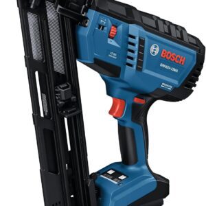 BOSCH GNH18V-15MAN - Clavadora de acabado en ángulo de calibre 15 sin escobillas de 18 V, precisión para espacios reducidos, sujeta hasta 1200 clavos por carga, activación con una sola mano, limpieza