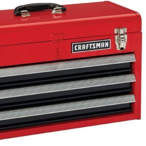 CRAFTSMAN - Cofre de herramientas, 3 cajones, portátil, con organizador de llaves, acero inoxidable, capacidad para hasta 25 libras en cada cajón (CMST53005RB)