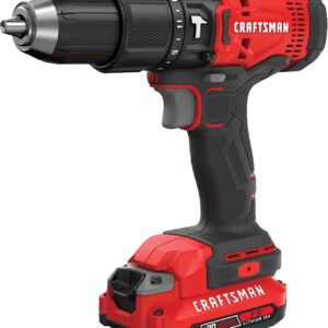 CRAFTSMAN V20 Taladro de martillo inalámbrico, 1/2 pulgadas, batería y cargador incluido (CMCD711D1)