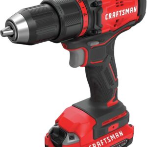 CRAFTSMAN Taladro Atornillador de 1/2 Pulgadas 20V Inalámbrico sin Carbones con 2 Baterías CMCD710C2