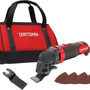 CRAFTSMAN - Herramienta oscilante, 3 amperios, incluye sistema universal de accesorios sin herramientas, cuchillas, papel de lija y bolsa de herramientas, con cable (CMEW401)