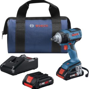 BOSCH GDS18V-221B25 18V EC sin escobillas 1/2 pulgadas. Kit de llave de impacto con (2) baterías compactas CORE18V 4.0Ah