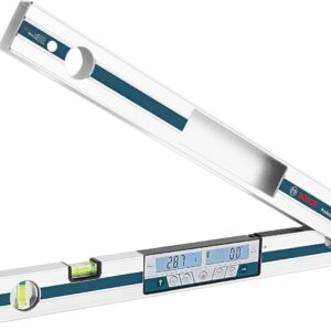 BOSCH GAM 270 MFL 5 en 1 buscador de ángulo digital e inclinómetro, incluye extensión de pierna, 4 pilas AA y estuche de transporte
