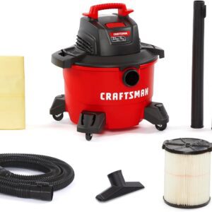 CRAFTSMAN CMXEVBE17584 6 galones 3.5 Pico HP aspiradora húmeda Seca, portátil de Tienda húmeda y Seca con Filtro, Bolsa de Polvo, Manguera y Accesorios para Limpieza del hogar, cochera y automotriz