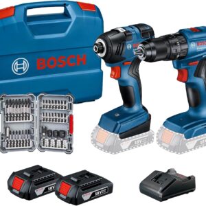 Bosch Combo Rotomartillo GSB 185-LI + Llave impacto GDR 18V-200 y 2 Baterías con Maletín + Bosch Set 36 puntas Impact Control Pro