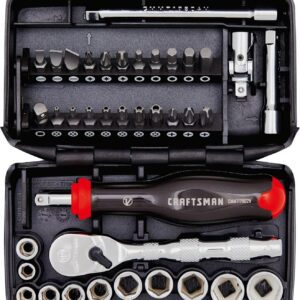 CRAFTSMAN Serie V Juego de llaves y puntas de destornillador, SAE, unidad de 1/4 pulgadas, 38 piezas (CMMT45750V)