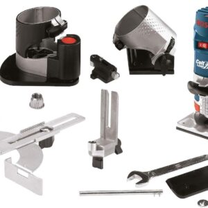 Bosch PR20EVSNK Kit de instaladores Colt 5.7 Amp 1 HP Router de velocidad variable con base fija con 3 bases variadas y guía de borde