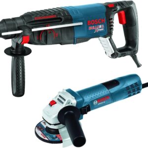 Bosch 11255VSR-GWS8 1" SDS-plus Bulldog Xtreme Rotary Hammer with 4-1/2" Small Angle Grinder, Blue