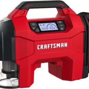 CRAFTSMAN - Inflador de neumáticos 3 en 1, compresor de aire portátil de 160 PSI/aspiradora de coche/soplador de polvo, 20 V inalámbrico y 12 V de potencia, bomba de aire con luz LED para coches