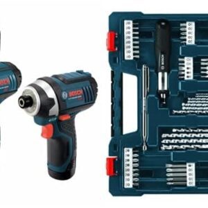 Bosch CLPK22-120 Kit combinado de 2 herramientas de 12 V máx. + MS4091 Juego Mixto de Brocas y Puntas de Atornillado de 91 Piezas
