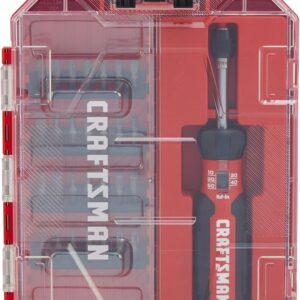CRAFTSMAN - Juego de destornilladores de torsión con almacenamiento, Phillips, ranurados, hexagonales, torx y brocas cuadradas, 29 piezas (CMHT68130)