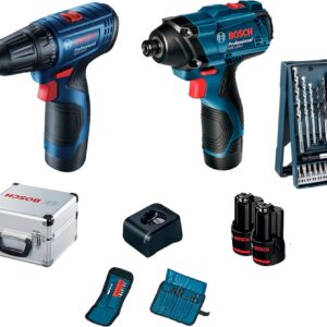 Bosch Kit Atornillador GSR120 y Llave de Impacto GDR120 12V + BOSCH Set Accesorios X-Line de 34pz.