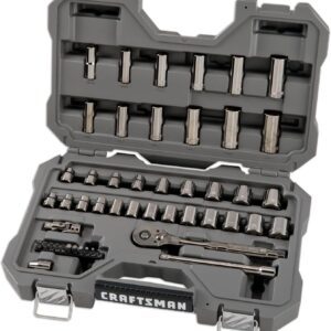 CRAFTSMAN OVERDRIVE - Juego de herramientas mecánicas cromadas de bronce de 49 piezas, estándar SAE/juego de llaves métricas, con estuche rígido (CMMT99049L)