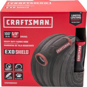 Craftsman ExoShield - Manguera de jardín de tela extensible de alta resistencia, 100 pies x 5/8 pulgadas