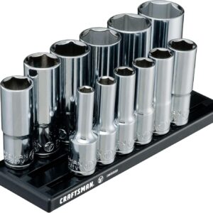 CRAFTSMAN Serie V Juego de enchufes Deep SAE, unidad de 3/8 pulgadas, 12 piezas (CMMT17360V)