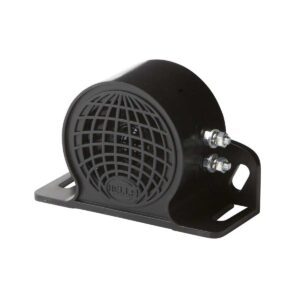 Hella Alarma de Respaldo Negra 009148141. Voltaje de 9V. Frecuencia de Sonido Potente, Incluye Soporte montado, en Caja con Instructivo gráfico.