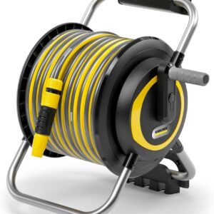 Kärcher Soporte para manguera HR 4.30: flexible, fácil almacenamiento en la pared y uso móvil en el jardín, soporte para jeringa, manguera de 30 m y accesorios, color negro