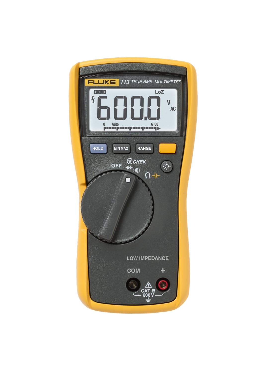 Fluke 113 Multímetro Digital TRUE RMS Función LoZ VCHEK™ Medición de Tensión y Continuidad Min/Max CAT III 600V 1 Fluke 113 Multímetro Digital TRUE RMS Función LoZ VCHEK™ Medición de Tensión y Continuidad Min/Max CAT III 600V
