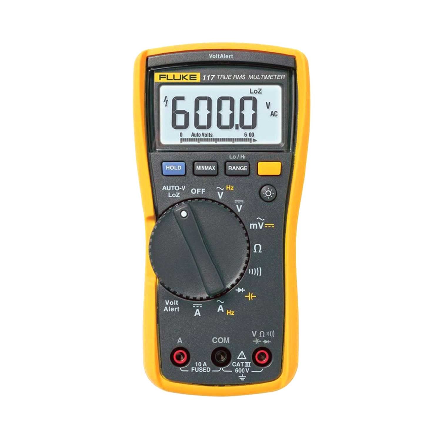 Fluke 117 Multímetro Digital TRUE RMS Detección Voltaje Sin Contacto Medidor Profesional CAT III 600V con AutoVolt Modo LoZ para Electricistas Mantenimiento Industrial 1 Fluke 117 Multímetro Digital TRUE RMS Detección Voltaje Sin Contacto Medidor Profesional CAT III 600V con AutoVolt Modo LoZ para Electricistas Mantenimiento Industrial