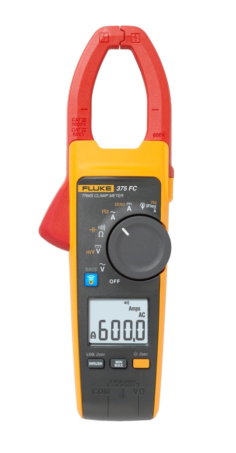 Fluke 375 FC Pinza Amperimétrica Profesional True-RMS AC/DC 600A Bluetooth Compatible iFlex Filtro VFD Medición Voltaje 1000V Resistencia Frecuencia y Capacitancia CAT IV 600V 1 Fluke 375 FC Pinza Amperimétrica Profesional True-RMS AC/DC 600A Bluetooth Compatible iFlex Filtro VFD Medición Voltaje 1000V Resistencia Frecuencia y Capacitancia CAT IV 600V