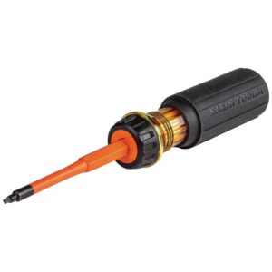 Klein Tools 32287 – Destornillador aislado, juego de destornilladores 2 en 1 con hoja giratoria, puntas cuadradas 1 y 2, cuchillas de doble extremo
