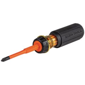Klein Tools 32287INS | Desarmador 2 en 1 con Puntas Intercambiables | Protección hasta 1000 V para Mayor Comodidad y Seguridad | Punta Phillips y Ranurada | Barra 3.5″