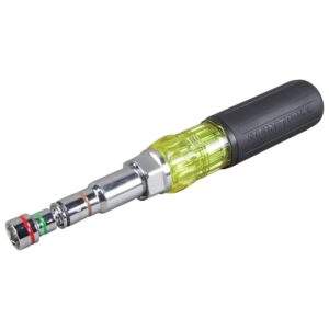 Klein Tools 32807MAG 7 en 1 destornillador de tuerca, el destornillador magnético tiene tamaños de tuerca hexagonal SAE de 1/4 a 9/16 pulgadas, mango de agarre acolchado para mayor par
