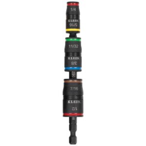 Klein Tools 32907 Impactador de Impacto, Juego de llaves de Impacto SAE 7 en 1, Juego de llaves abatibles con 1/4, 5/16, 11/32, 3/8, 7/16 y 1/2 pulgadas y soporte de brocas de 1/4 pulgadas, eje de 5