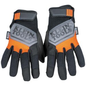 Klein Tools 60597 Work Gloves, General Purpose Gloves, Comfortable Suede Palm, Touchscreen Capable, Hook and Loop Closure