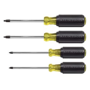Klein Tools 85664 Screwdriver Set, 4-Pc. Cushion-Grip Square-Recess