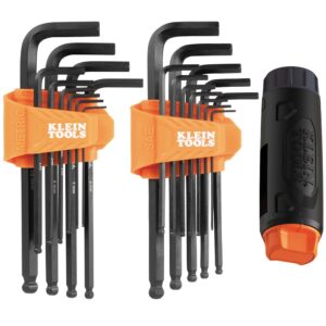 Klein Tools BLS22H – Juego de llaves hexagonales de 22 piezas, 1/16 a 3/8 pulgadas y 1.5 a 10 mm, con mango en T y protección contra la corrosión