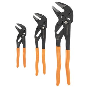Klein Tools D53102KIT Juego de llaves de alicates ajustables, alicates compactos de palanca alta con mordazas paralelas y suaves, 18 cm y 25 cm, 2 piezas