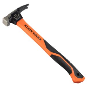 Klein Tools H80918 – Martillo de fibra de vidrio de cara lisa con garra recta, acero forjado de 18 onzas, iniciador de uñas magnético y cara cuadrada extragrande
