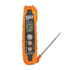 Klein Tools IR07 Termómetro digital LCD de tamaño de bolsillo para sonda y infrarrojo doble (IR)