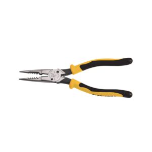 Klein Tools J206-8C Pinzas multiusos con resorte de punta de aguja, acero forjado con asas de doble material