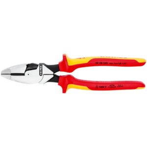 KNIPEX 09 08 240 SB Pinza de Electricista Tipo Liniero Aislada 1000 V 240 mm (9.5″) – Corte de Alta Potencia, Mangos Ergonómicos Antideslizantes