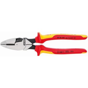 KNIPEX 09 08 240 US Pinza de Electricista Tipo Liniero Aislada 1000 V 240 mm (9.5″) – Corte de Alta Potencia, Mangos Ergonómicos Antideslizantes