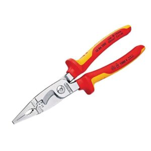 Knipex 13 86 200 SB Alicate para Instalaciones Eléctricas Cromado Aislados con Fundas en Dos Componentes, 200 mm
