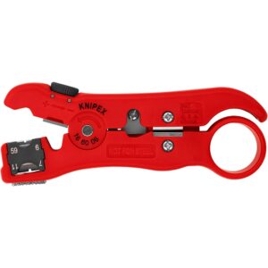 Knipex 16 60 06 SB Herramienta Pelacables para Retirar el Aislamiento en Cables Coaxiales y Cables de Datos, 125 mm