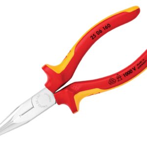 Knipex 25 06 160 SB Alicate de Montaje Alicate para Radios Cromado Aislados con Fundas en Dos Componentes, 160 mm