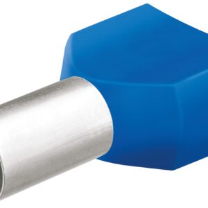 KNIPEX 97 99 378 Terminales Aisladas Tipo Puntera Doble (Ferrul) 6 AWG (16 mm²) Azules – 25 Piezas, Terminal Tubular para Cable, Conexión Doble de Alta Capacidad